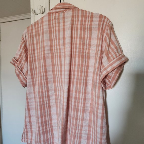 Plaid button down Tee - Picture 2 of 4